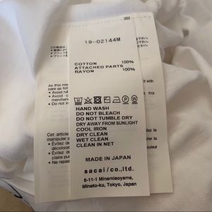 Sacai | Shirts | New Sacai X Dr Woo Sz 3 L White Logo Tshirt Rose ...